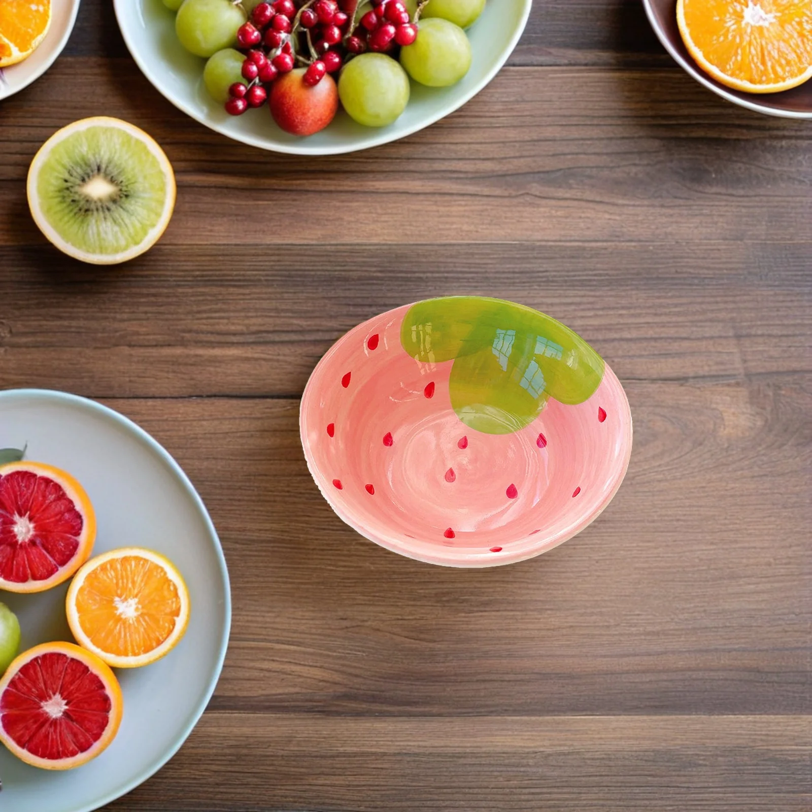 

1Set Unique Fruits Printed Ceramic Bowl with Spoon Food Serving Supply for Home Hotel Restaurant Tableware Bowl