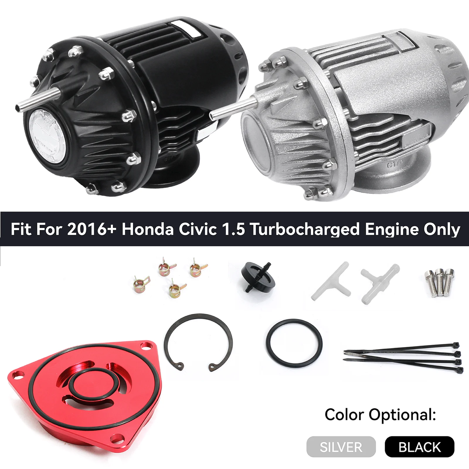 

Universal SQV SSQV Turbo Blow Off Valve Bov With Adapter Flange IV 4 Black/Silver