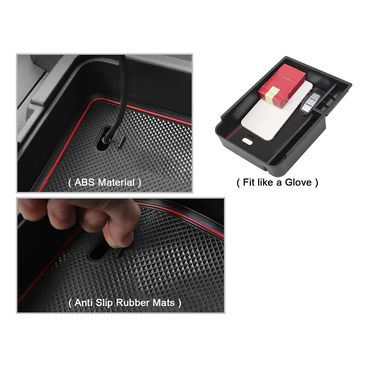 Car Central Console Armrest Storage Box Holder Interior Organizer Glove Tray for Nissan Sentra 2020 2021 2022 Red