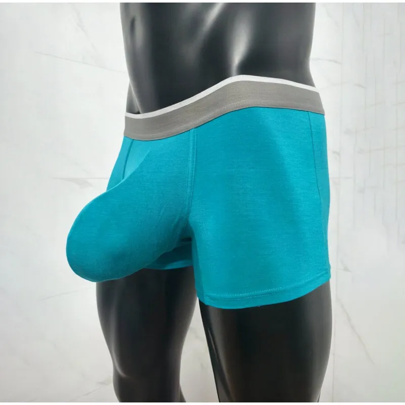 Modale, übergroße Boxershorts mit Pouch für Herren, sexy, formgebende Unterhose, U-förmig, dünn, kühl, atmungsaktiv, feuchtigkeitsableitend.