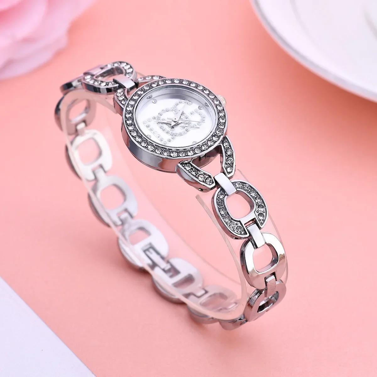 Luxurious Rhinestone Small Dial Women\'s Bracelet Quartz Watch