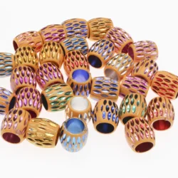 30 Pcs multicolore grande foro imitazione perline di legno perline per capelli treccia di capelli branelli allentati Decor accessorio fai da te per gioielli che fanno 13mm