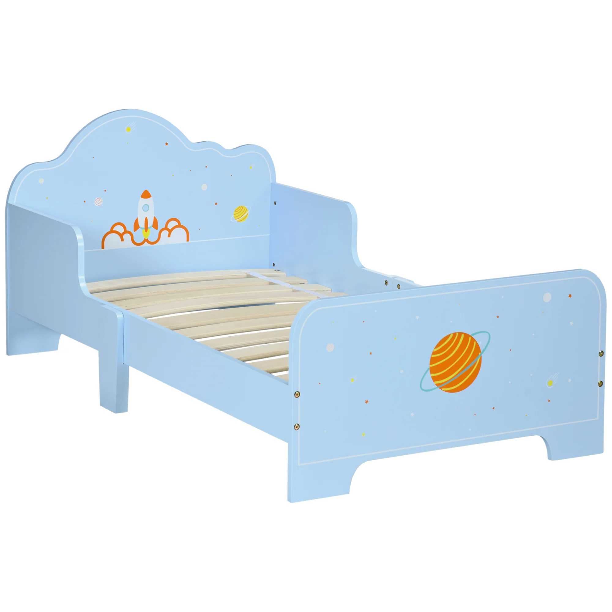 ZONEKIZ bed for children 3-6 years old 143x74x59 cm wooden child bed with protection barriers max load. 80 kg modern bedroom furniture