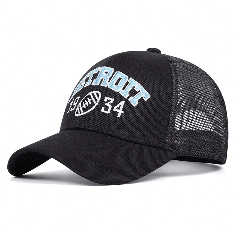 Unisex DETROIT Letter Embroidery Baseball Net Caps Spring and Summer Outdoor Adjustable Casual Hats Sunscreen Hat