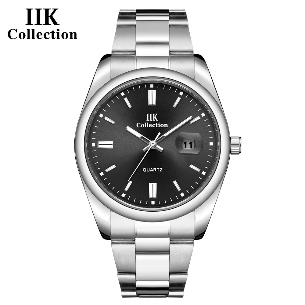 IIK brand watch wholesale stainless steel quartz watch calendar waterproof steel strip men's casual watch