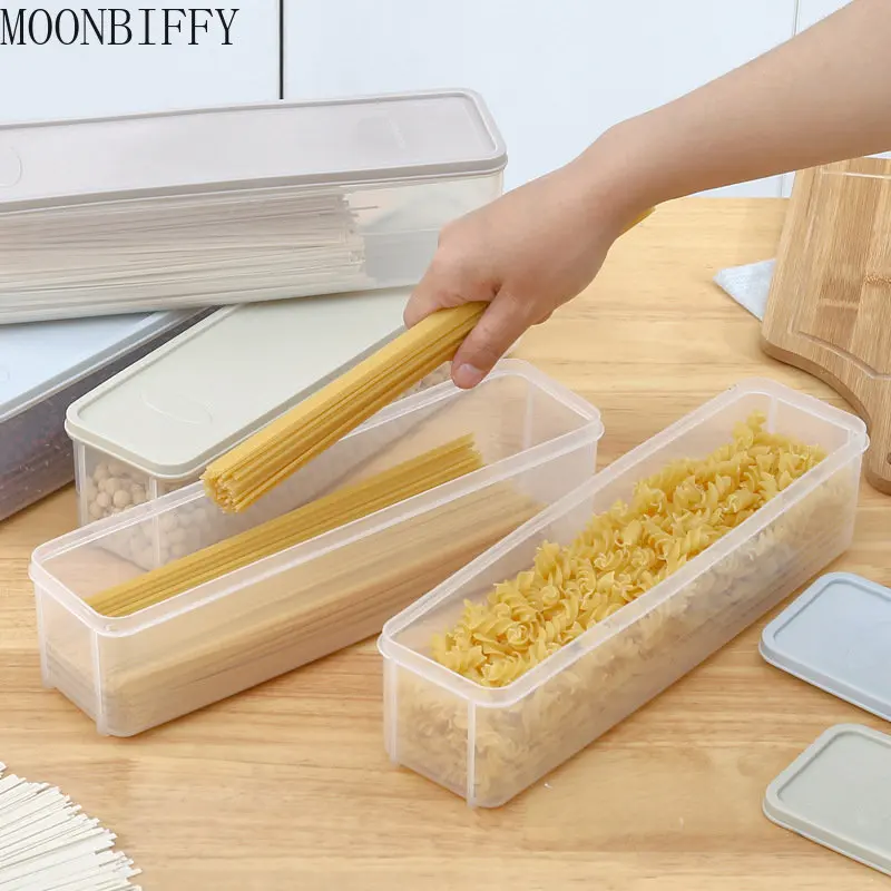 Japanese Style Sealed Dry Spaghetti Box Pasta Spaghetti Box Hermetic Jar Fruit Plastic Kitchen Fridge Storage Box