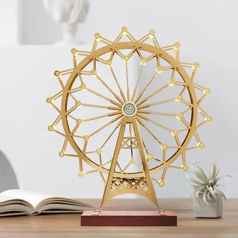 Ferris Wheel Desk Lamp Rotating Model Ornament Office Tea Room Internet Famous Restaurant Desktop Decoration Lamp Bedroom Table