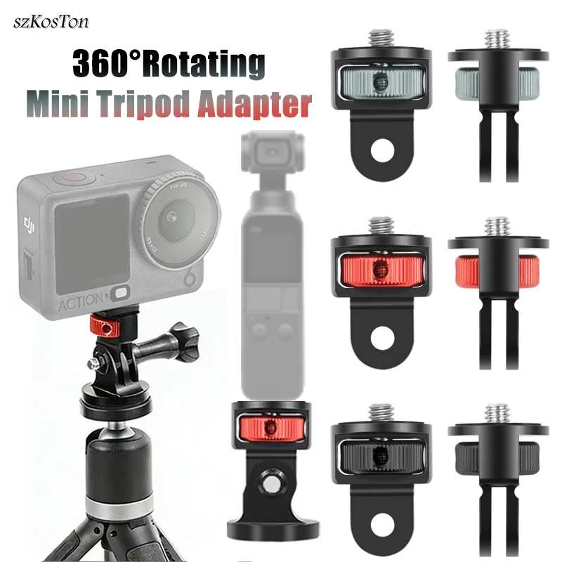1/4 Inch Screw Tripod Adapter 360 Rotating Mount Holder For GoPro 13 12 11 Insta 360 X5 DJI Osmo 360 Action 6 Camera Accessories