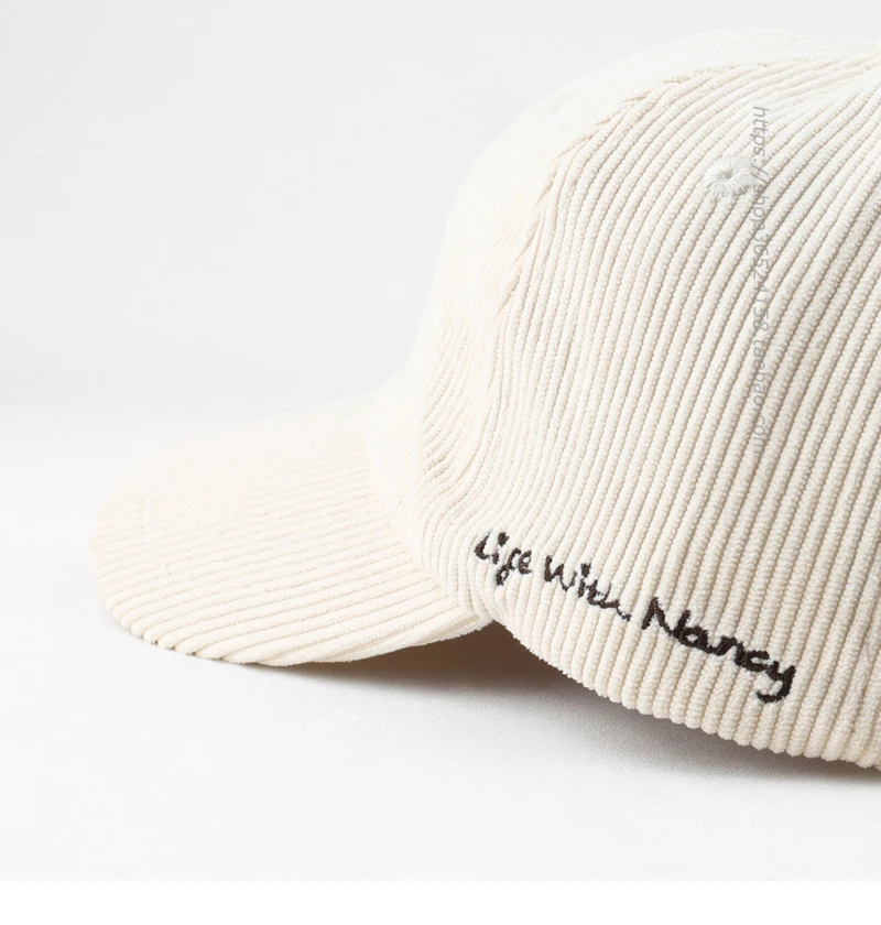 Striped Corduroy Small Letter N Embroidery Simple Fashion All-Match Street Soft Peaked Cap Baseball Cap