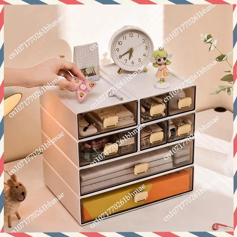 -A21Z 8015 Desktop Ins Multi-Stacked Storage Box Dormitory Desk Transparent Drawer Student Stationery Office Small Hand Book Dur