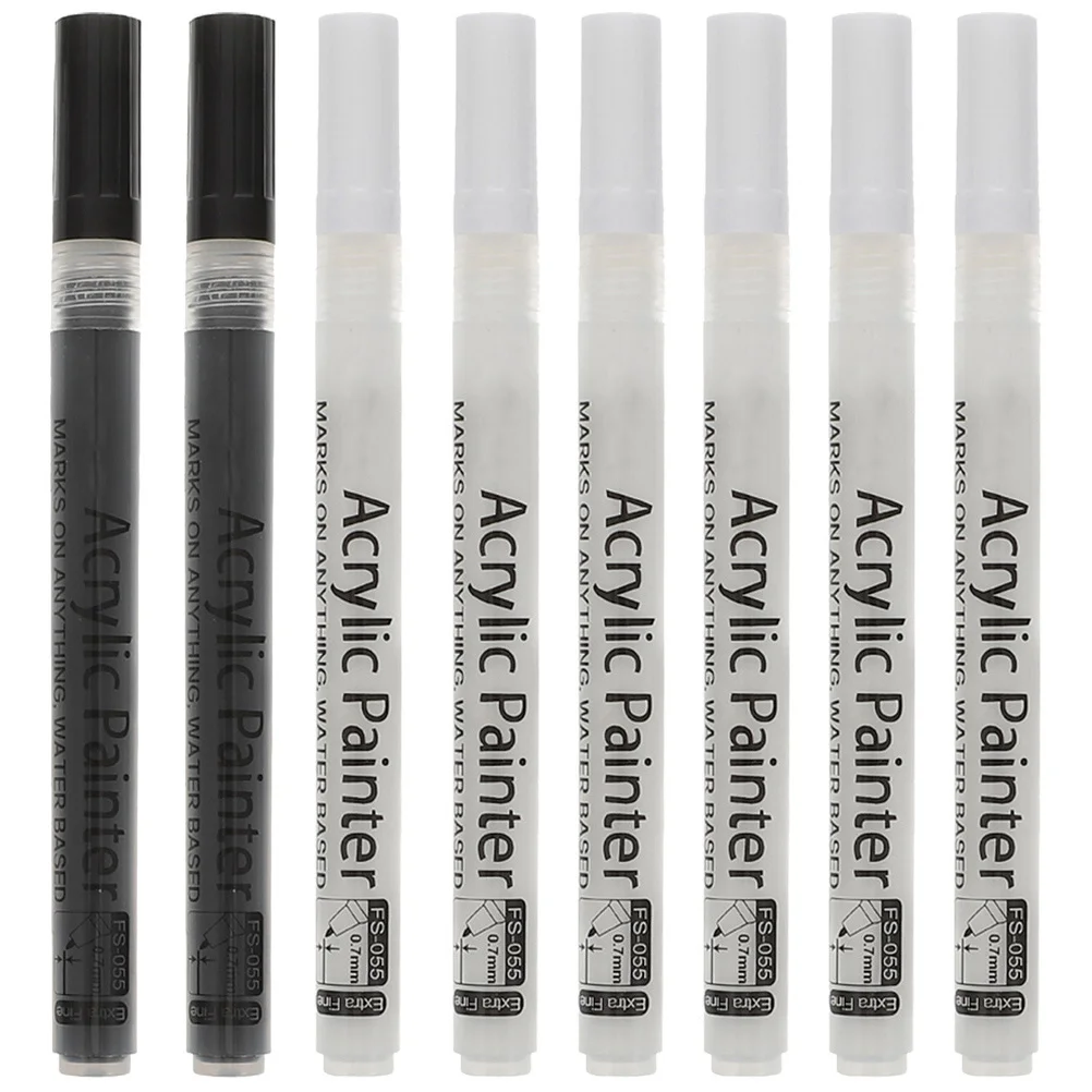 

8Pcs Acrylic Paint Markers Fine Tip White Black Colors for Art Drawing Writing Sketching Illustration Projects