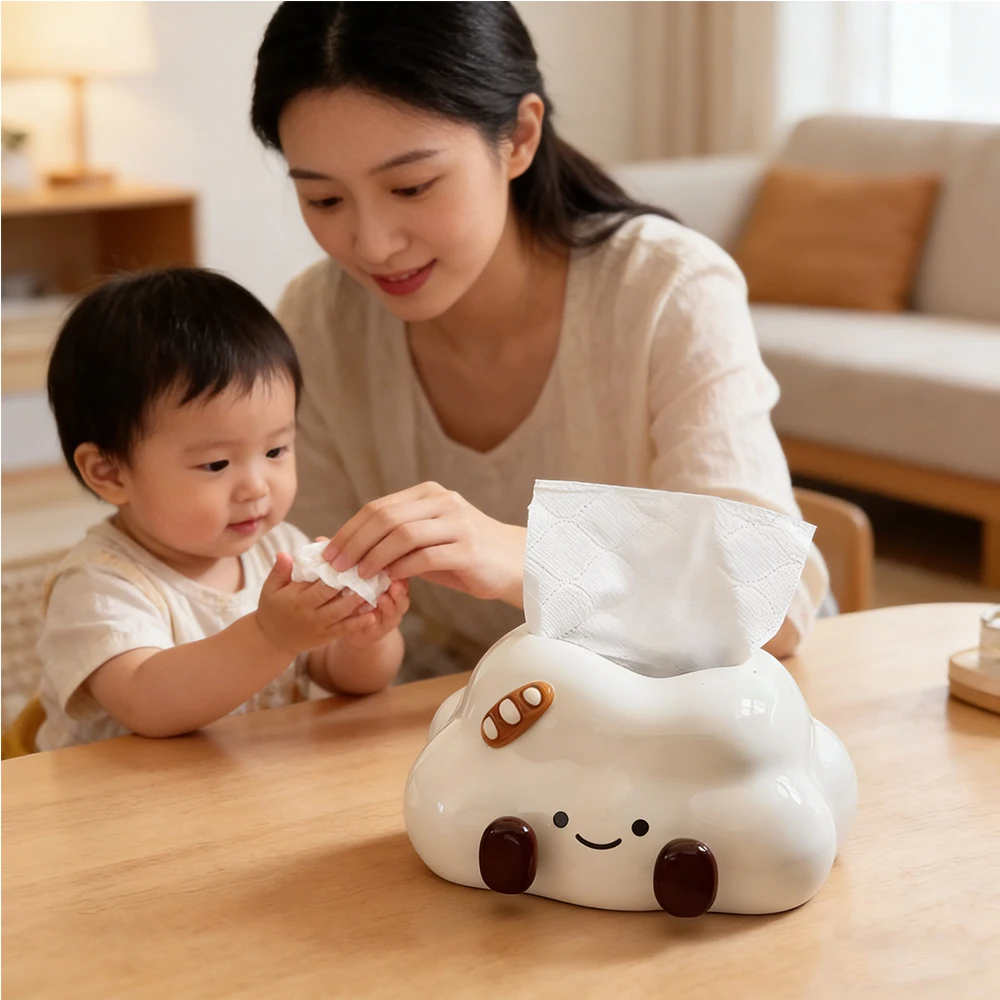 

Керамическая коробка для салфеток, милая мультяшная форма облака, креативное украшение для дома, декоративный держатель для салфеток для гостиной, журнальный столик