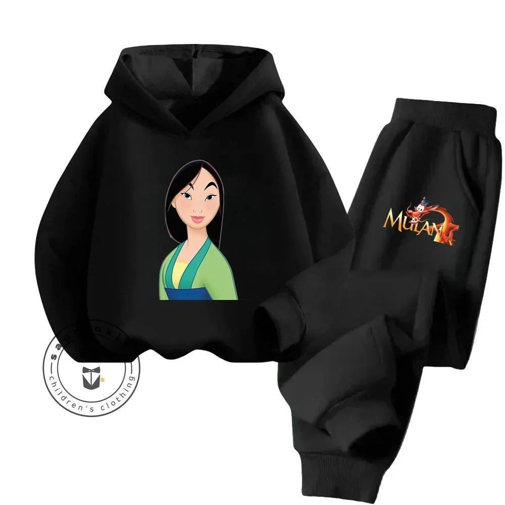 2024 Mulan Cartoon New Hoodie Set Anti Bacterial High Quality Skin Friendly Pure Cotton Fabric Design Hoodie Set for Children