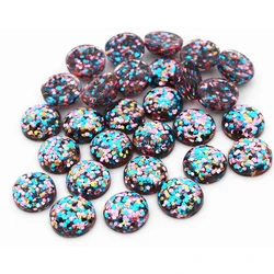 40pcs 12mm 10mm 8mm New Fashion blue and Pink and Gold Color Mix color Flat Back Resin Cabochons Cameo