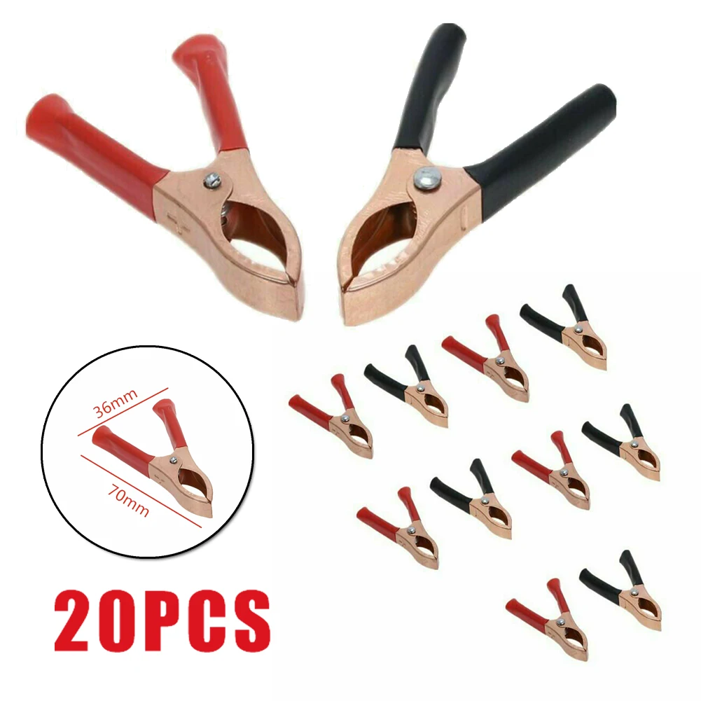 20pcs 30A Car Battery Clip Cable For Alligators Clip Charger Clip Repair Tool 70mm Spring Battery Clip Inverter Ultrasonics