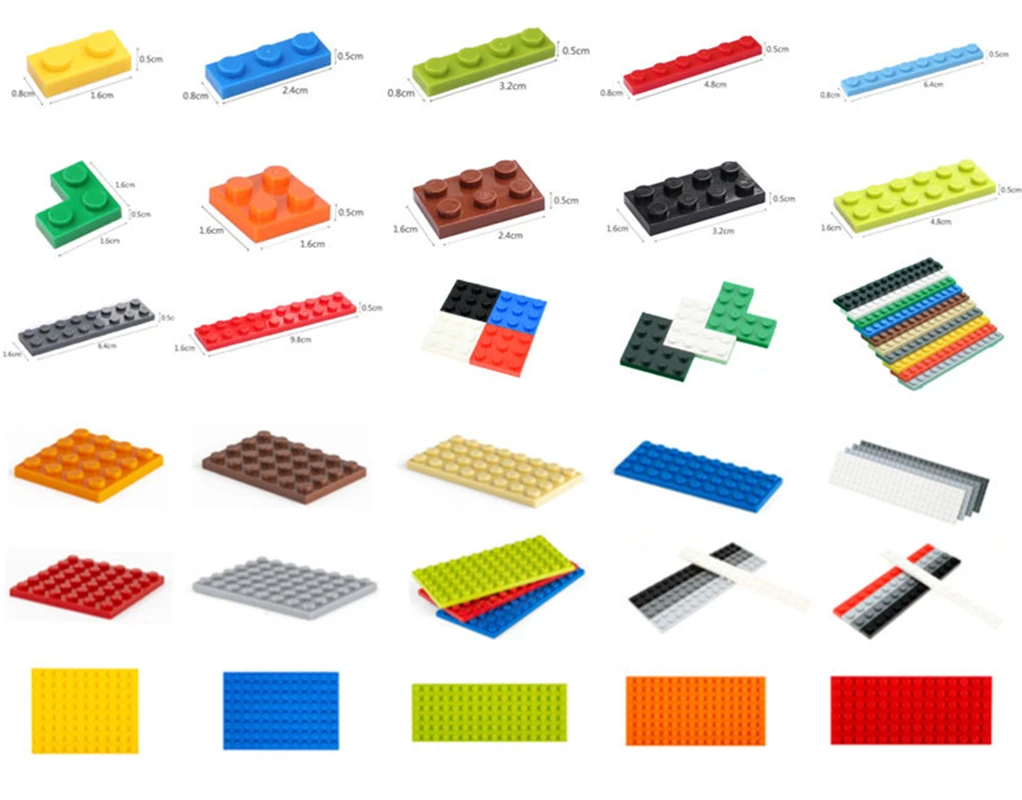 Bulk assembled building blocks, baseplate thin blocks small particles  block moc  toys