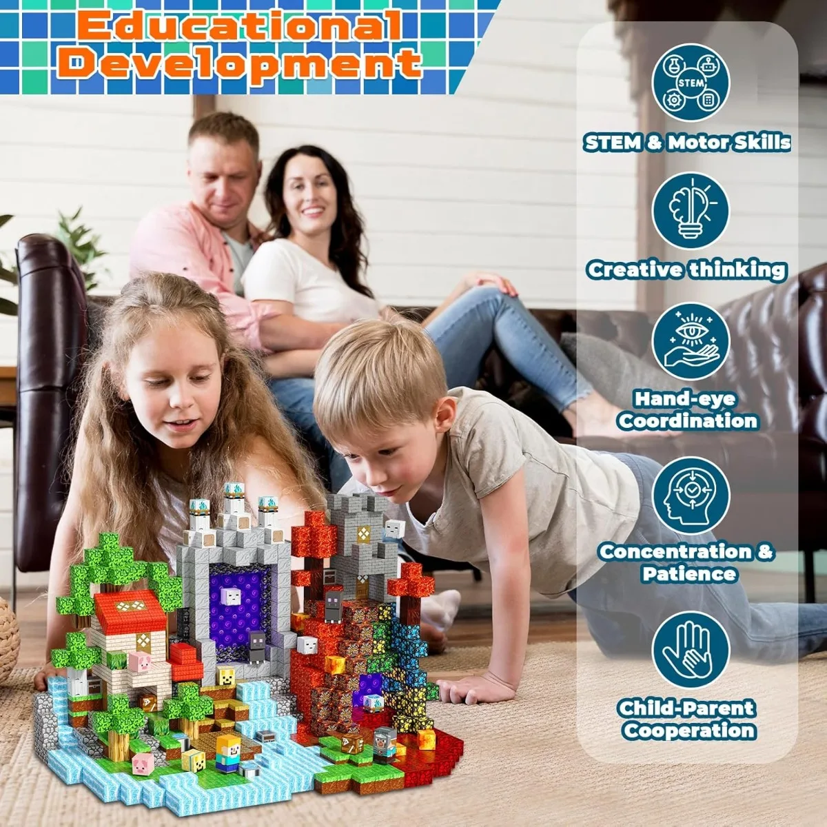 Magnetic Building Blocks Mine World Magnetic Forest House Lava Brick Cube Toys Set STEM Sensory 2026 Gift for 3+ Boy Girl Kid view 6