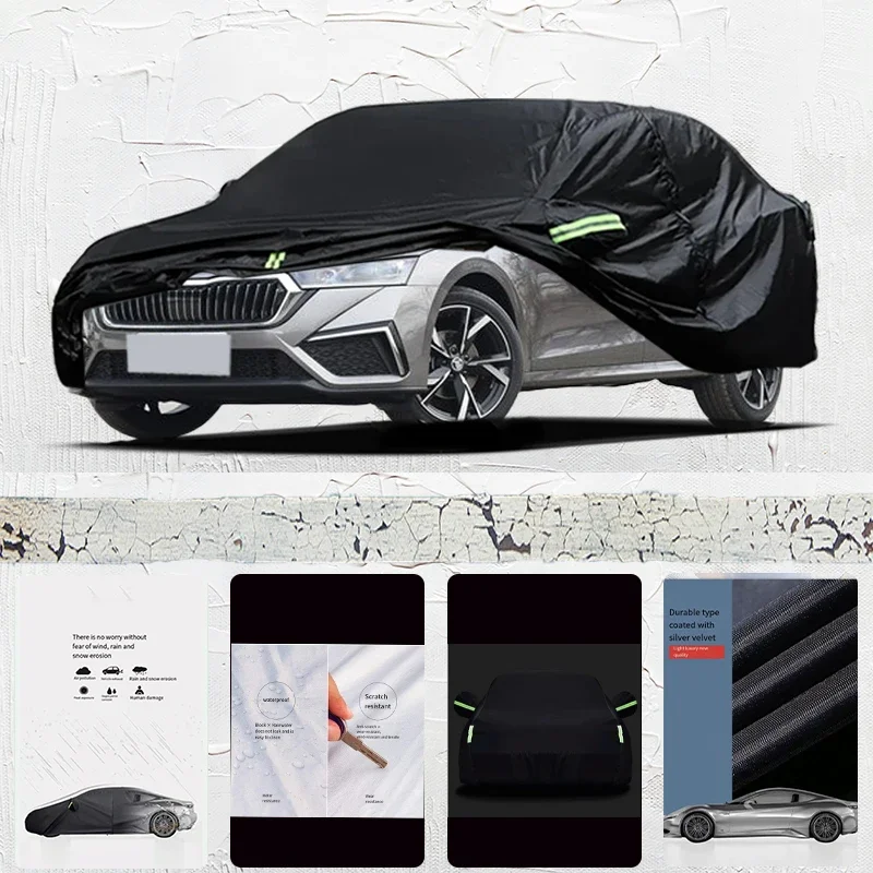 For Skoda Rapid Anti-UV Sun Shade Rain Snow Resistant Black Cover Dustproof Car umbrella Full Car Cover Outdoor Protection