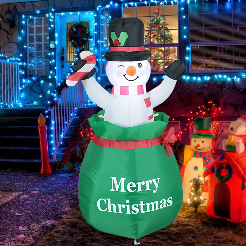 

Christmas Inflatable Air Mold Gift Bag Christmas Snowman LED Glowing Candy Stick Garden Ornament