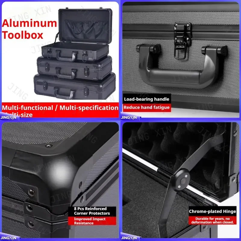 custom for Aluminum Tool Storage Case Portable Lockable Hard Shell Box for Instruments Camera Gear Multifunctional Tools