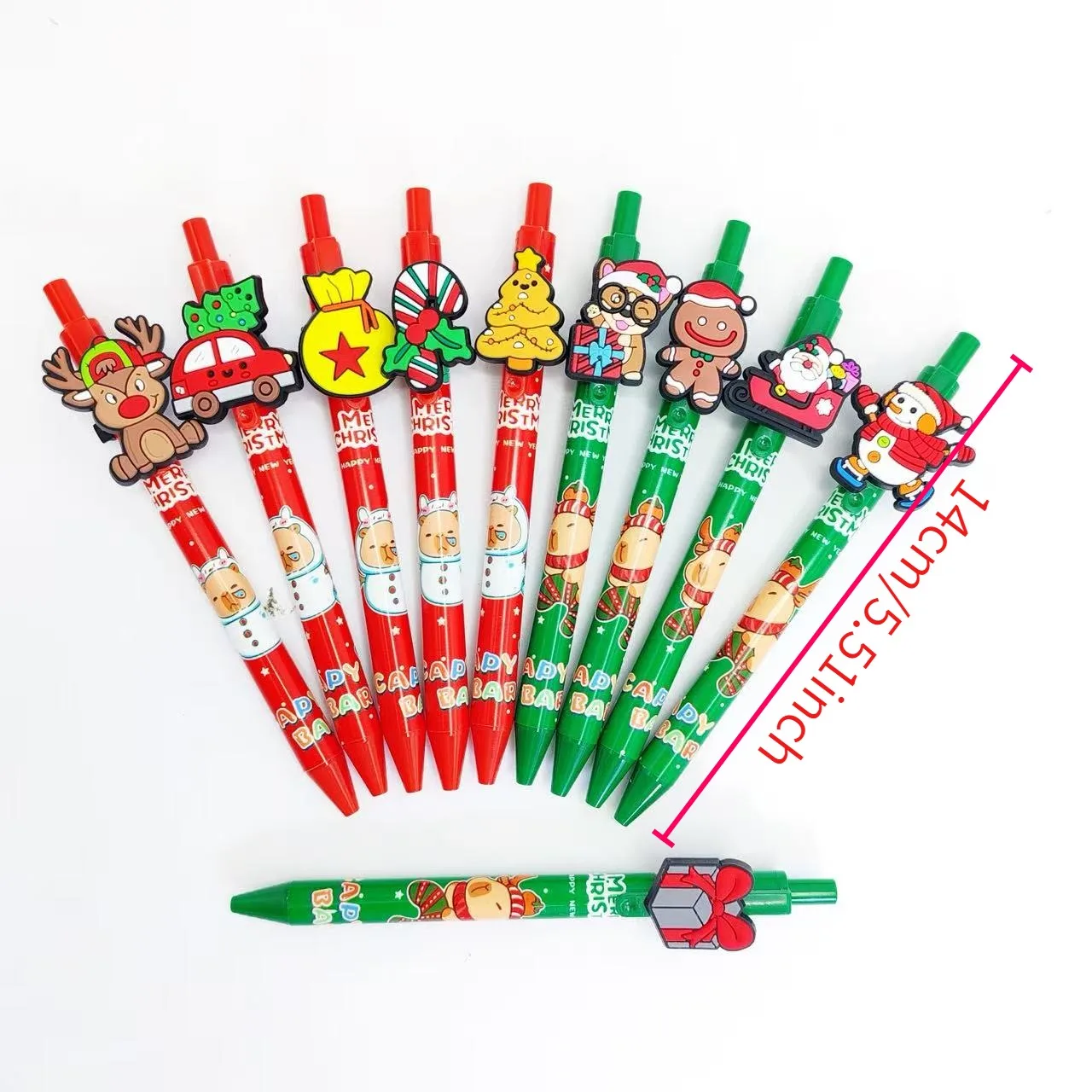 15pcs/24pcs Christmas Reindeer and Snowman Themed Ballpoint Pens Christmas Series Click Ballpoint Pens Student Writing Gift Pens