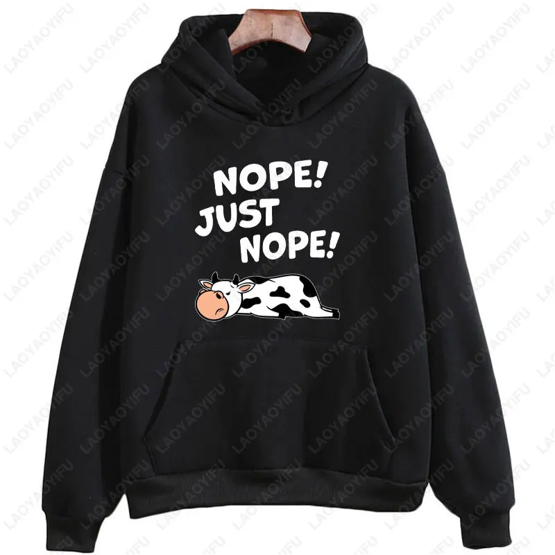 Sweats à capuche College vaches drôles pour femmes, Nnegoing Not Today, Streetwear Hip Hop, Pulls Kawaii, PVD, Printemps, Automne, 2023