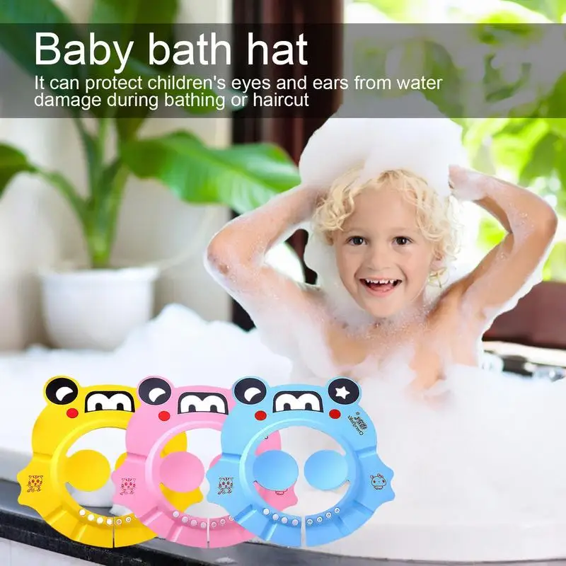 Baby Bath Hat Shield Baby Shower Head For Bath 3pcs Safe EVA Shampoo Shower Bathing Protection Bath Cap Soft Adjustable Visor