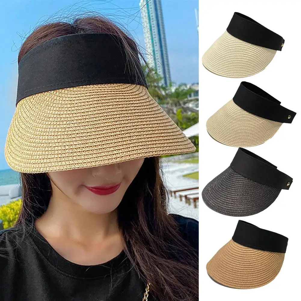 Summer Lady Girls Outdoor Travelling Folding Empty Top Hat Sun Shading and Sun Protection Hat UV Resistant Beach Hats