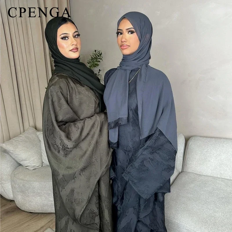 

2 Piece Ramadan Woman Muslim Sets Luxury Dubai Hijab Abaya Dress Islamic Party Modest Gown Arab Travel Clothing 2025 Turkey Robe