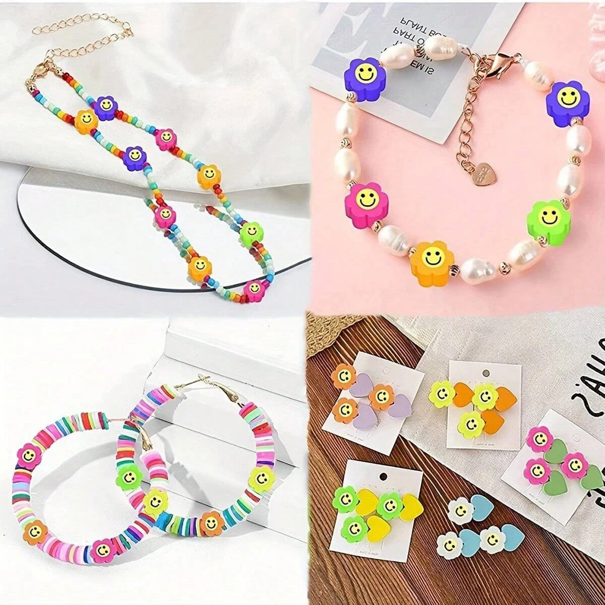 1108pcs/box Random Styles Soft Ceramic Beads Acrylic Letter Beads DIY Set Box for Making Bracelets, Headpieces, Pendants