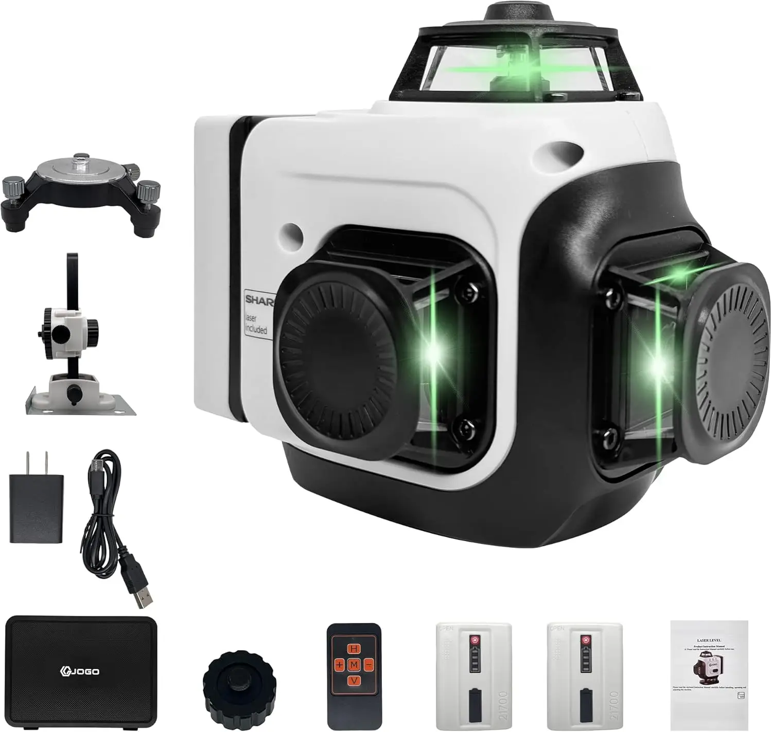 

360° Self-Leveling Green Laser Level, 3D Line Tool with Rechargeable Batteries & Magnetic Stand