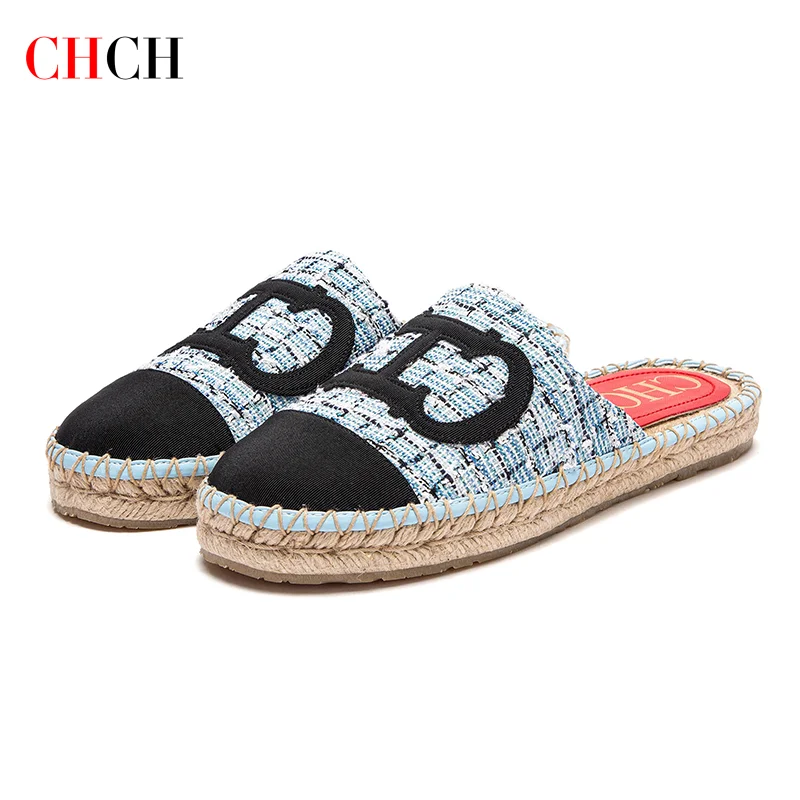 CHCH Women's Flat Shoes 2024 New Home Casual Shoes Handmade Hemp Bottom Women's Shoes