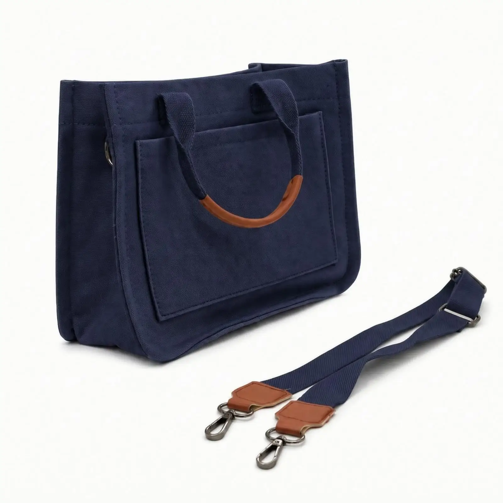 Canvas Shoulder Tote Bag with Detachable Strap for Women Girls Daily Work Commuter Lightweight Crossbody Handbag