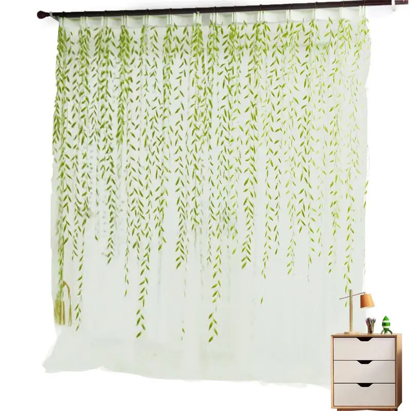 Green Sheers Leaf Curtains Cute Beautiful Tulle Curtains Pretty Curtains With Tulle Design Durable Drapes