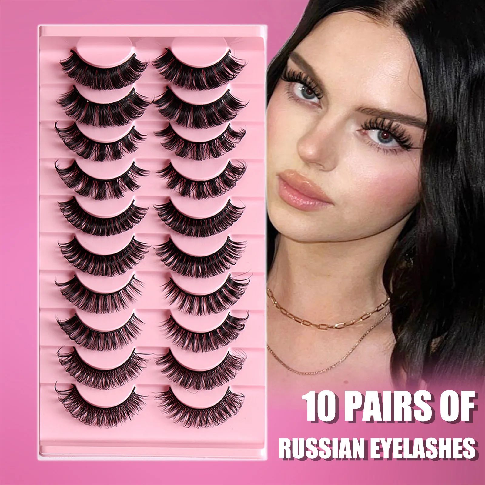 

Popular Russian DD Curled Eyelashes, Thick Curled Whole 10 Pairs of D Curled False Eyelashes Wholesale