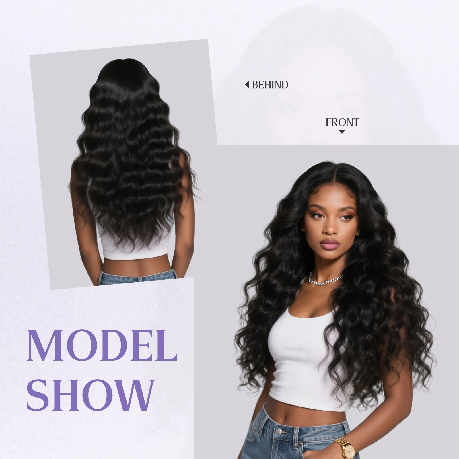 Powcign 100g/pc ディープウェーブダブルウェフト人毛エクステ、100%未処理バージン人毛、女性のための目に見えない高品質