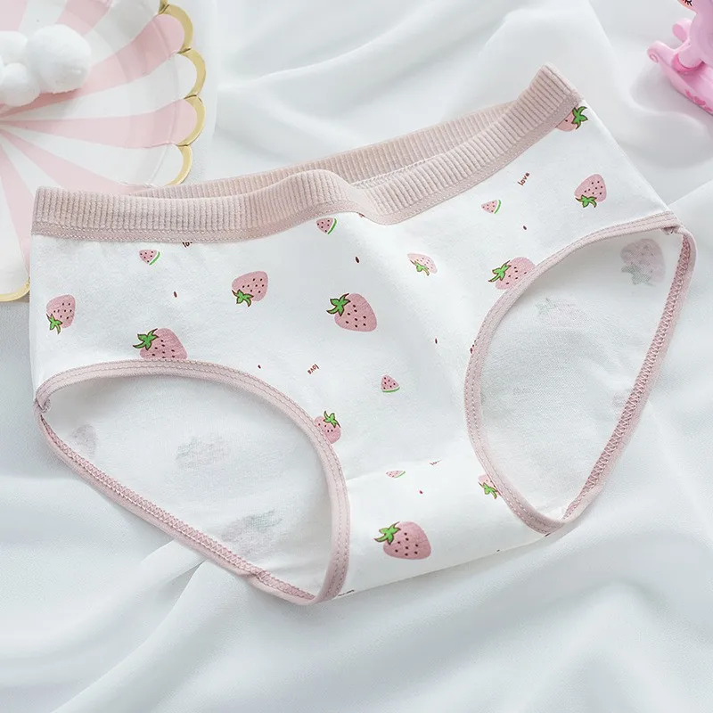 5 PCS Kids Girls Strawberry Print Panties Soft Cotton Antibacterial Briefs For 3-16 Years Children Baby Breathable Underwear - view 4
