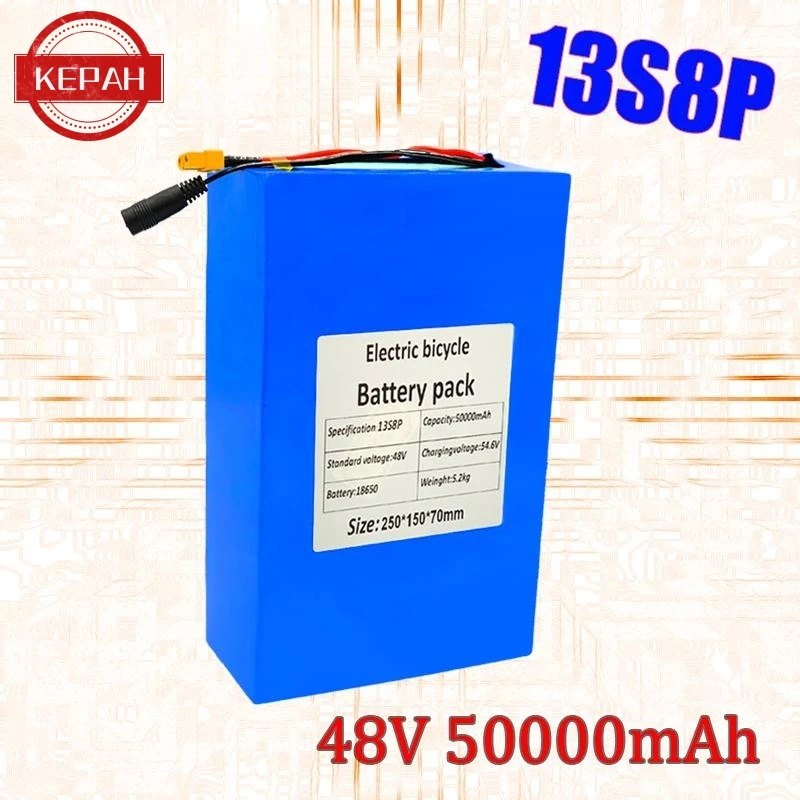 Akumulator 13 s8p 48V 50000mAh 18650 akumulator litowy 13 s8p 1000W baterii zbudowany W 50A BMS