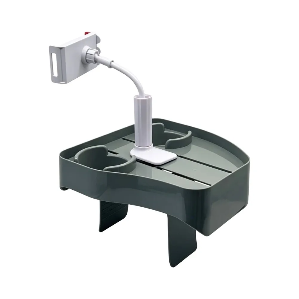 Spa Bathtub Edge Tray with 26.6x26x39cm Dimensions Dual Beverage Slots and Flexible Gooseneck for Smartphone Tablet
