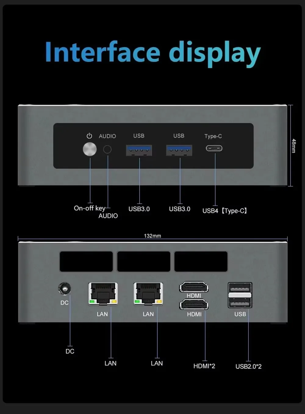 Mini-pc Gaming AMD R9 8945HS/R9 7940HS/R7 8845HS/R7 6800H Desktopcomputer Windows 11 Pro Type-C USB4.0 Thunderbolt 3 HDMI 2.0