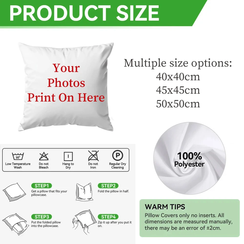 Custom Pillow Cover Personalized Photo Print Cushion Case Double Sided DIY Your Picture Logo Text Home Decor Wedding Valentine