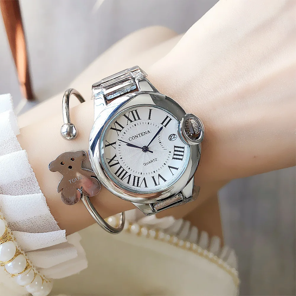 CONTENA Band Luxury Watches Women Fashion Full Steel Metal Quartz Wristwatches Fashion Elegant Ladies Watch Bracelet Clock Reloj