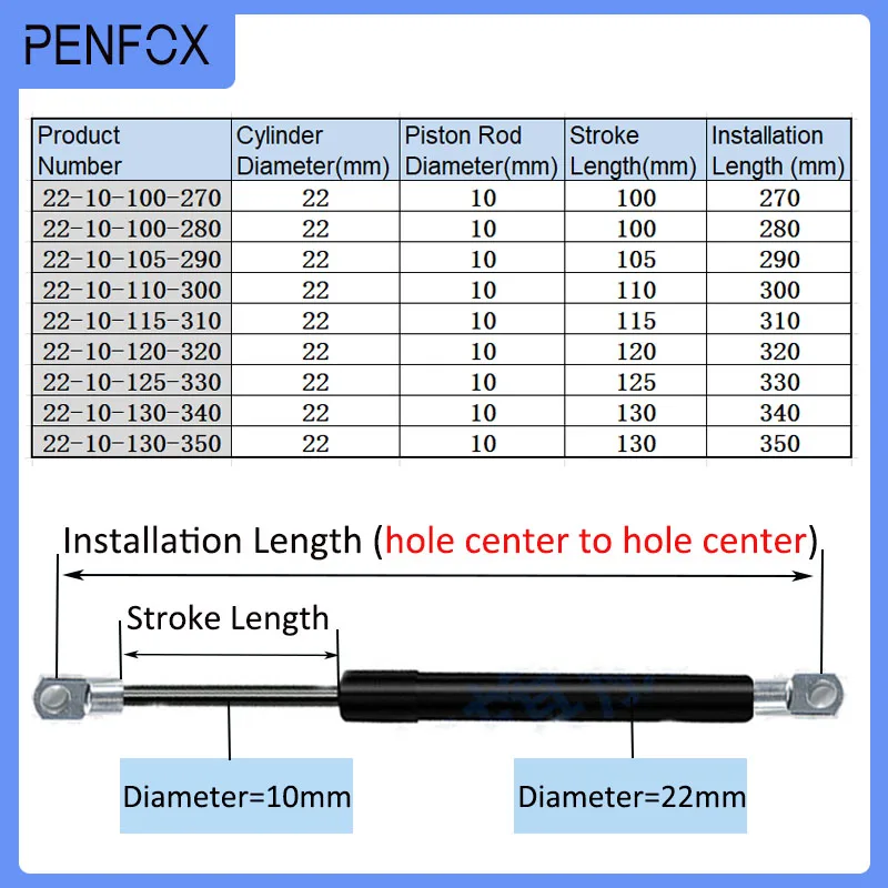 1 PC 270mm-350mm 90kgs/900N Universal Strut Bars Gas Spring Shock Absorber Hydraulic Lift Support Strut Bar RV Bed Car Machine