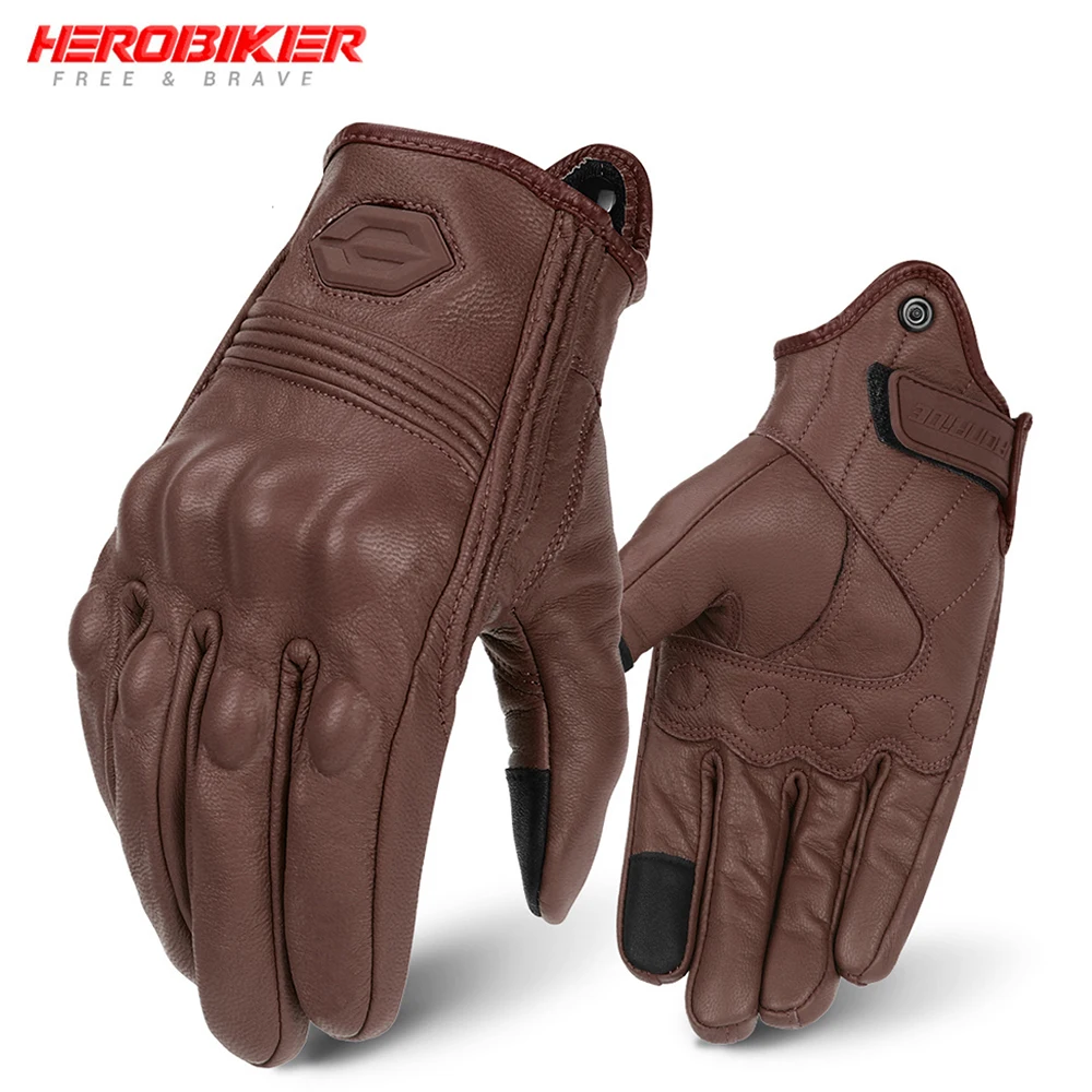 

Motorbike Riding Touch Screen New Leather Motorcycle Gloves Men Breathable Motocross Moto Racing Biker Glove Vintage