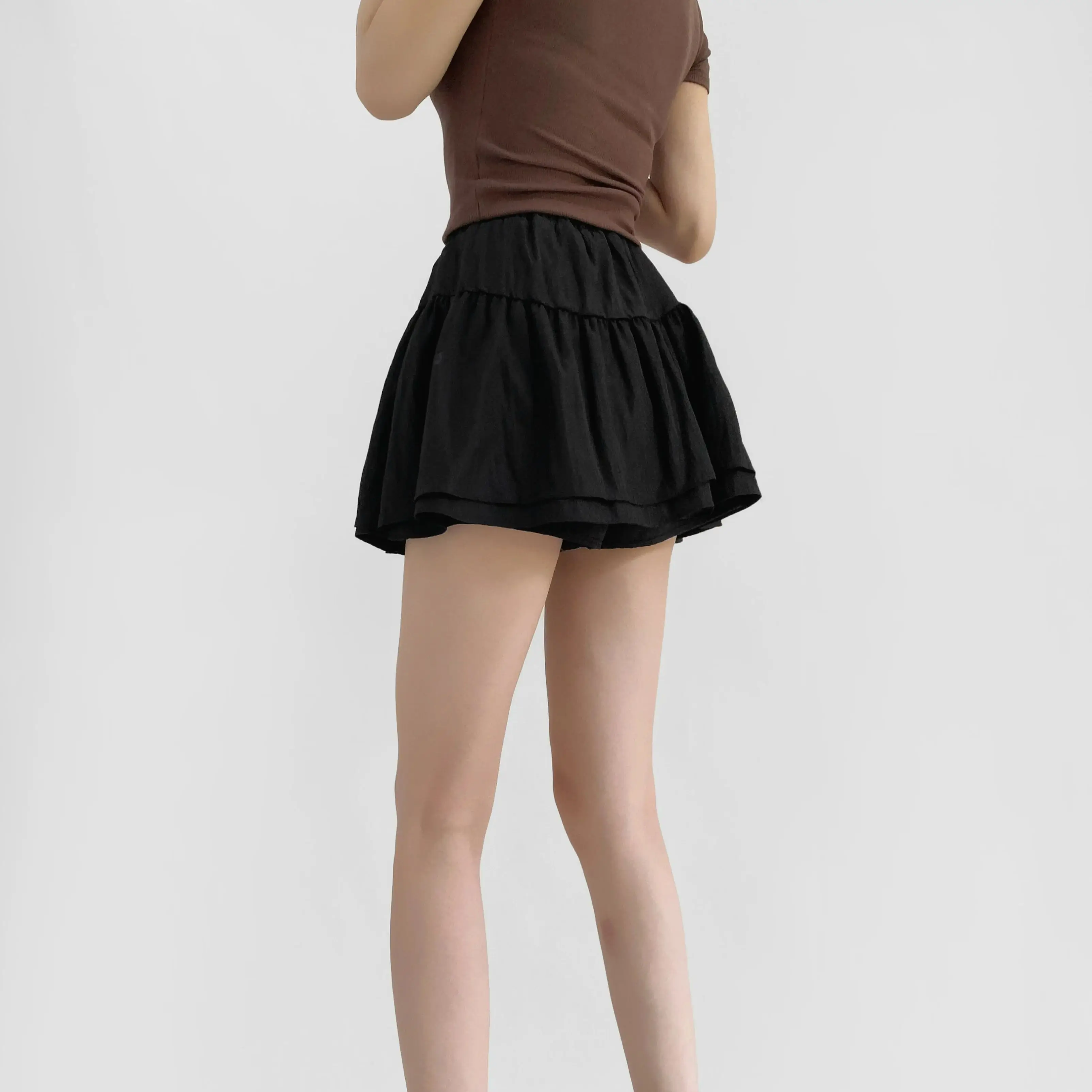 2025 Sweet Women White 3D Bow Cake Gonna Elastico in vita Saia Ball Gown Swing Mini Gonna corta Ragazza Nera con fodera di pantaloncini