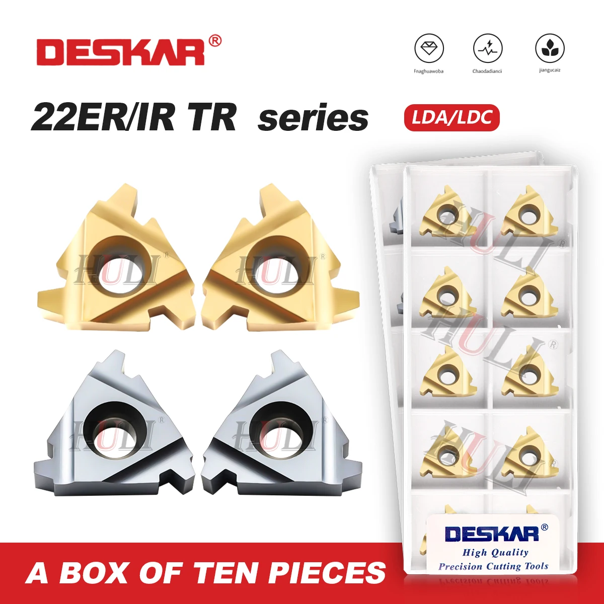 

DESKAR 100% Original 22ER 22IR 4TR 5TR 6TR LDA LDC Threading Turning Tool CNC Lathe Carbide Threading Inserts Trapezoidal Blades