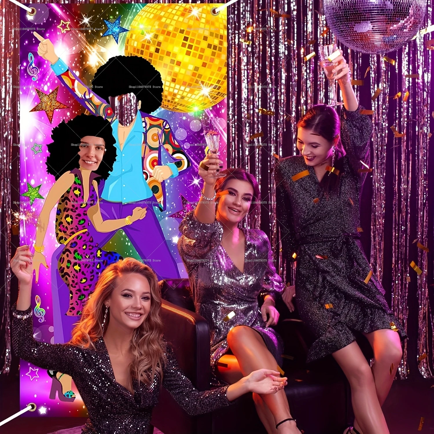 Music Festival Party Photo Frame 90s Photo Background Props Children Birthday Party Decoration Banner 70s Disco Party Background
