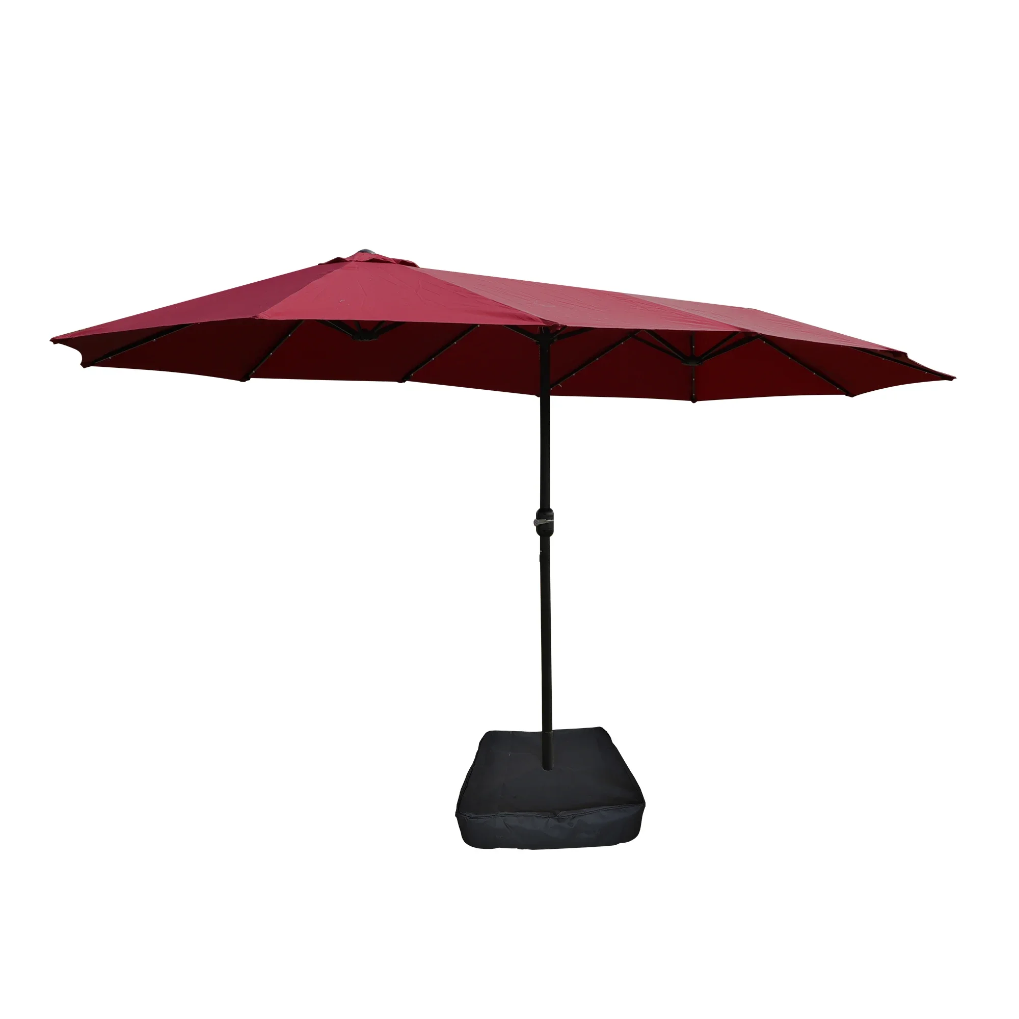 2026 2026 Large 15x9 FT Red Double-Sided Rectangular Outdoor Twin Patio Market Umbrella Foldable and Waterproof with Light and B