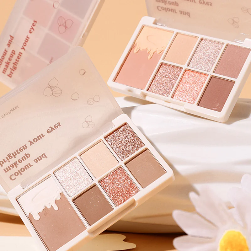 لوحة ظلال عيون مكونة من 7 ألوان مع لؤلؤ لامع ناعم وألوان أرضية غير لامعة وتسليط الضوء على دودة القز الكذب للمكياج #5
