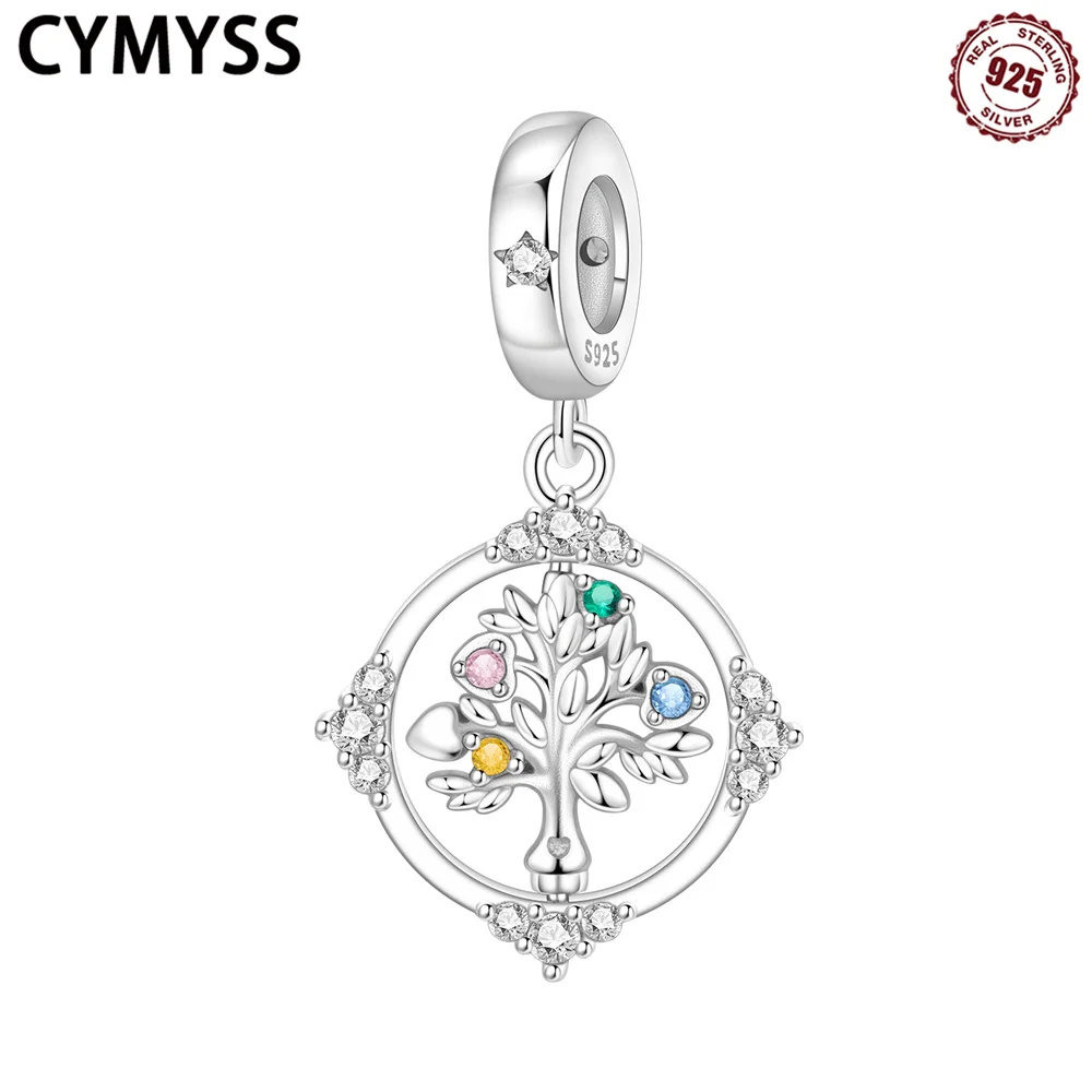 

CYMYSS 2025 New S925 Sterling Silver Rotatable Family Tree Beads Pendant Fine Jewelry Birthday Gift Ladies DIY Jewelry